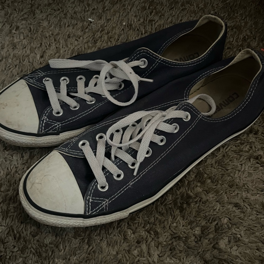 Navy and white converse sneakers